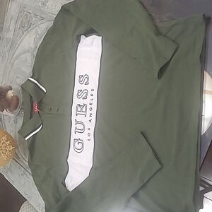 GUESS LOS ANGELES MEN'S BLOCK COLORS LOGO LONG SLEVE POLO SHIRT MEDIUM NEW